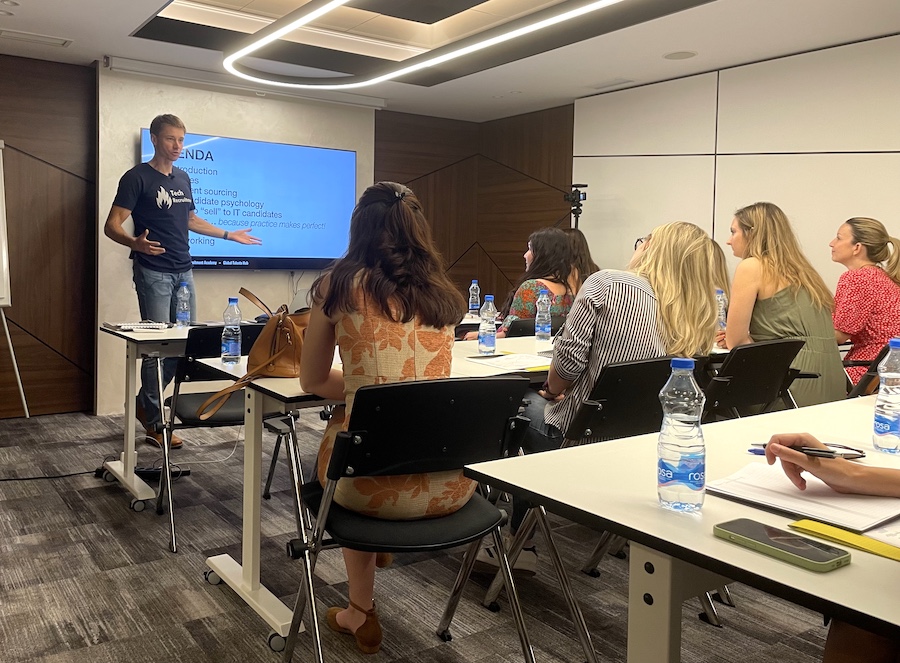 Michal running a workshop