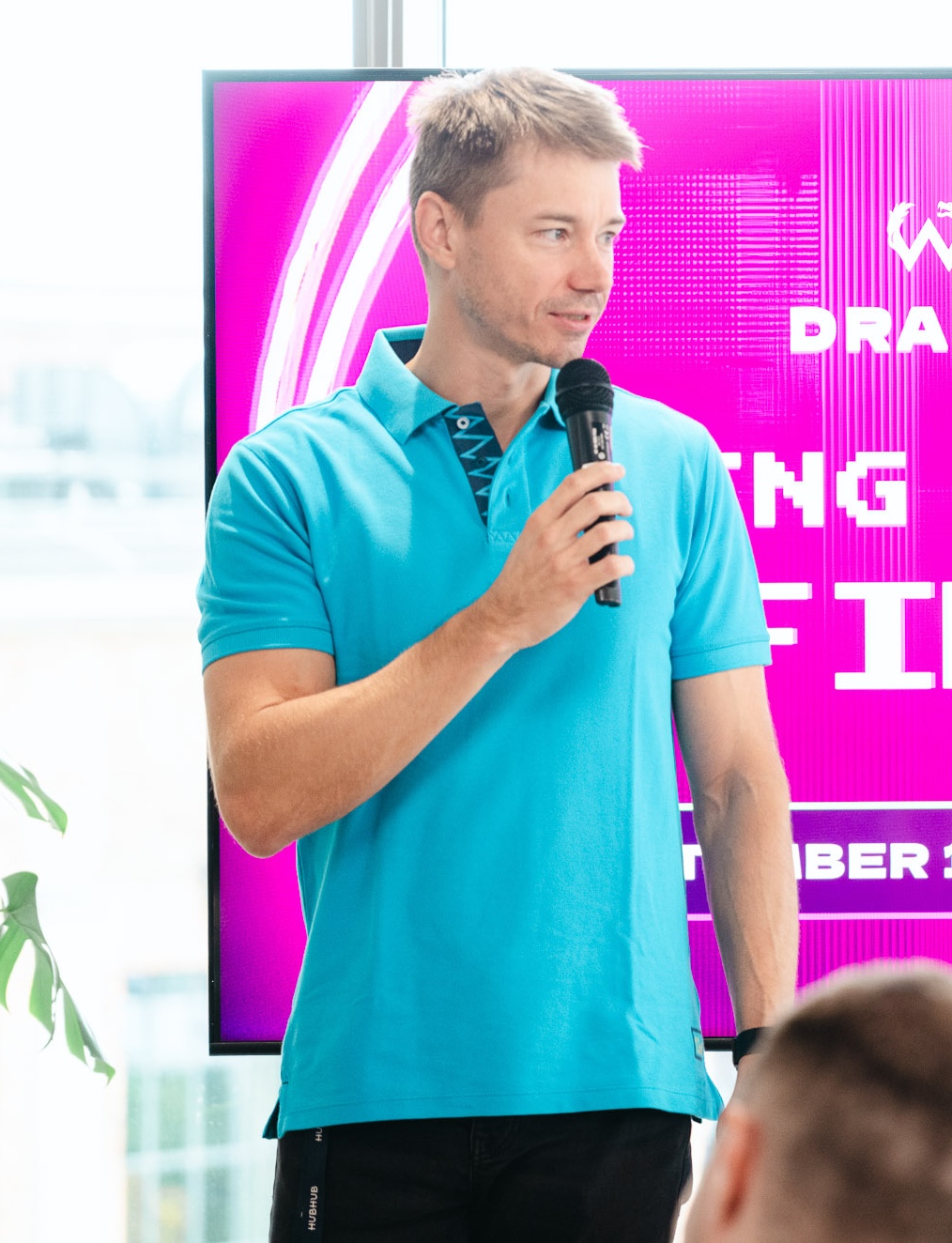 Michal Juhás delivering a keynote