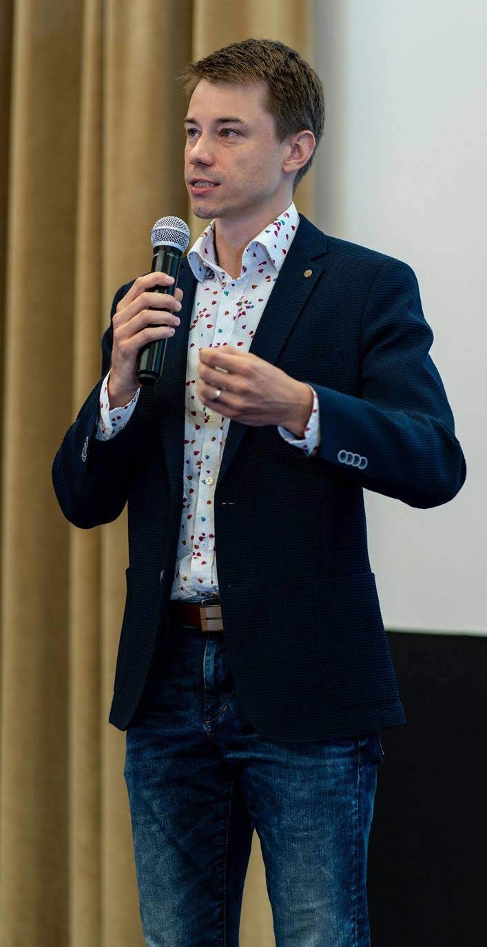 Michal Juhás speaking in public